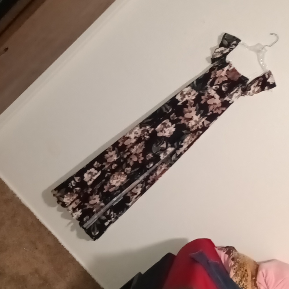 Off the should Floor Length Floral Dress